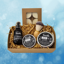 Load image into Gallery viewer, Mens Muscle Balm Shaving Pack plus 4 Large Tealight Candles