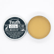 Load image into Gallery viewer, Truth Cosmetics chilli magnesium muscle rub in a round tin with natural muscle balm for workout recovery