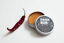 Load image into Gallery viewer, Truth Cosmetics Dare tin of warming muscle balm beside dried chili vegan muscle balm gift set