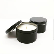 Load image into Gallery viewer, Australian bush vegan candle in matte black tin with single wick and removable lid by Truth Cosmetics1