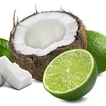 Load image into Gallery viewer, grapefruit cedarwood body lotion scrub and candle gift pack with coconut and fresh lime imagery