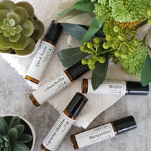 Load image into Gallery viewer, Truth Cosmetics1 amber glass roller bottles of Mojito and Margarita with succulents natural vegan essential oil perfume