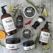 Load image into Gallery viewer, Truth Cosmetics cruelty free beauty gift card featuring skincare and shaving essentials display with natural ingredients