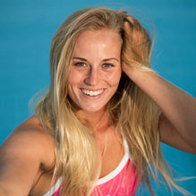 Load image into Gallery viewer, Truth Cosmetics natural swimmers shampoo vegan photo of smiling blonde swimmer with wet hair in pool