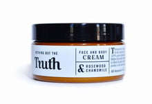 Load image into Gallery viewer, Truth Cosmetics face and body jar with rosewood chamomile moisturizer for sensitive skin in amber tub
