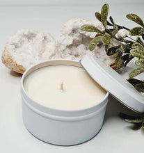 Load image into Gallery viewer, 6oz Soy Candle in White Tin Special $5 with Purchase of $99 + Use Code WHITECANDLE at Check Out
