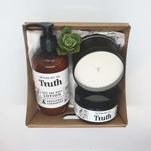 Load image into Gallery viewer, Grapefruit + Cedarwood Face + Body Lotion | Bergamot + Cypress Face + Body Scrub | Australian Bush or Coconut + Lime Candle | Gift Pack - Truth Cosmetics
