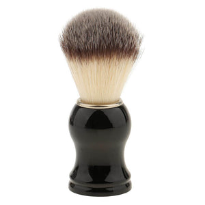 Truth Cosmetics1 vegan shaving brush with glossy black handle and two tone synthetic bristles
