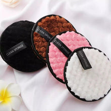 Load image into Gallery viewer, Truth Cosmetics eco-friendly makeup remover mitt set of four reusable plush cleansing pads in black brown pink and white
