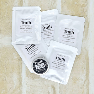 Try Our Premium Organic, Age Defence and Grooming Sample Kit, FREE. - Truth Cosmetics