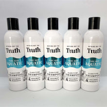 Load image into Gallery viewer, Truth Cosmetics Pure Hair Aquatic clarifying shampoo, rosemary and mandarin, australian made, vegan, chemical free, natural, cruelty free, gentle on hair, removes chlorine, swimmers shampoo, removes hairspray build up, pH balanced, dry hair, dull hair, brittle hair.
