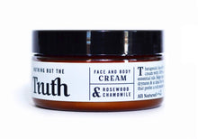 Load image into Gallery viewer, Truth Cosmetics1 rosewood chamomile moisturizer for sensitive skin in amber jar with black lid face and body cream
