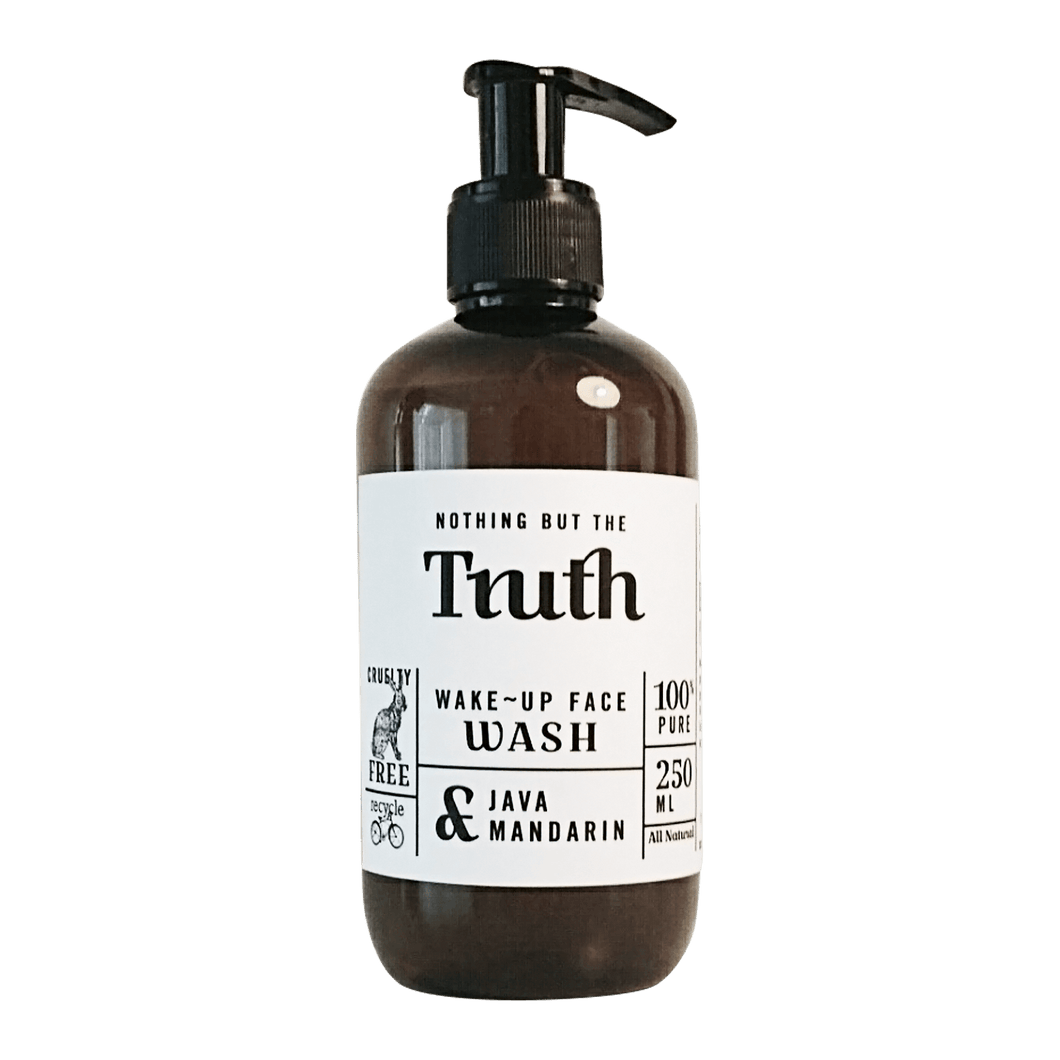 Truth wake up face wash Java and Mandarin pump bottle 250 ml vegan face wash by Truth Cosmetics