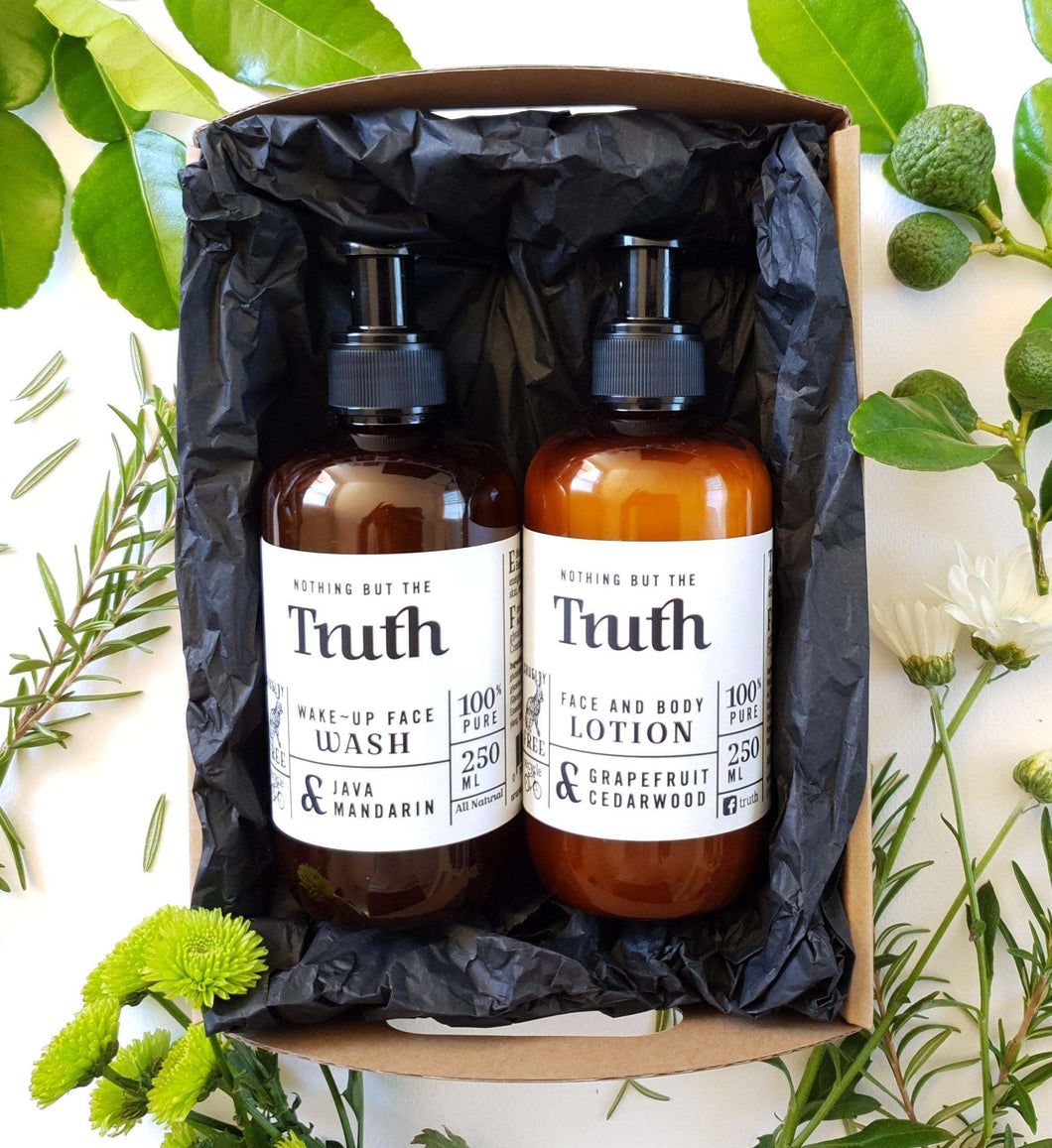 Wake Up Pack | Grapefruit & Cedarwood Face & Body Lotion |  Java & Mandarin Face Wash | Gift Pack - Truth Cosmetics